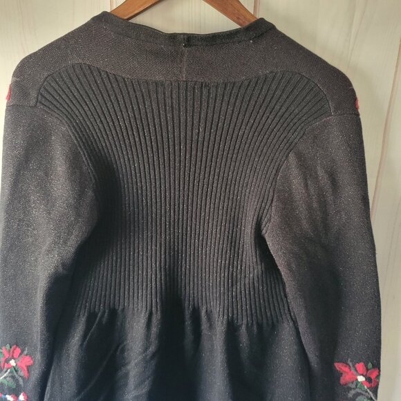 Christopher & Banks Petite Open Front Knit Sweater Cardigan, Embroidered Petite - Picture 7 of 11